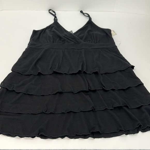 INC Black Ruffled Surplice 100% Tencel Cami Tank Top L Soft Moisture Wicking - Picture 10 of 12